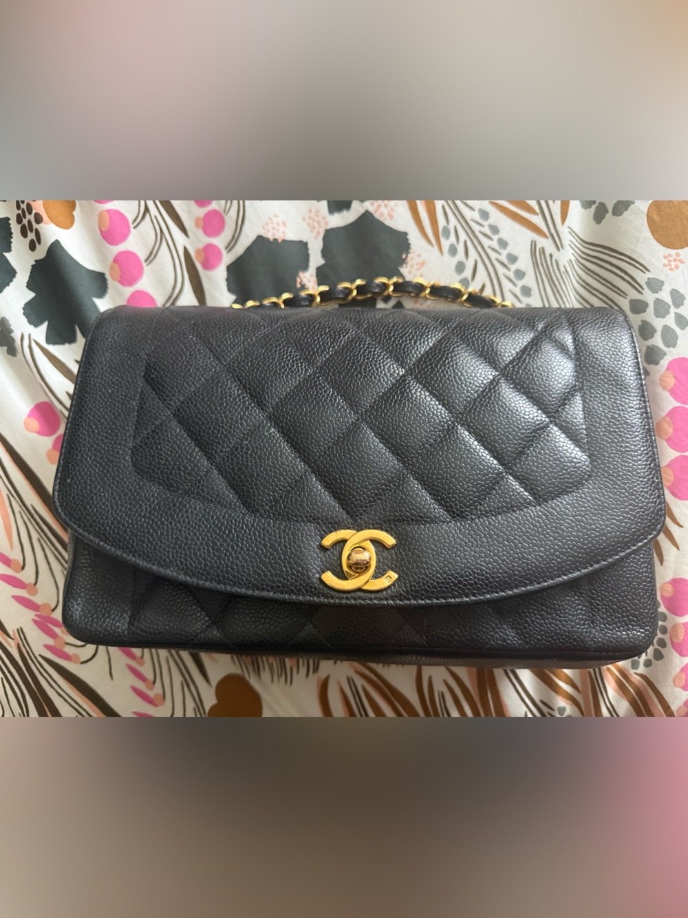 CHANEL Black Caviar Diana Flap